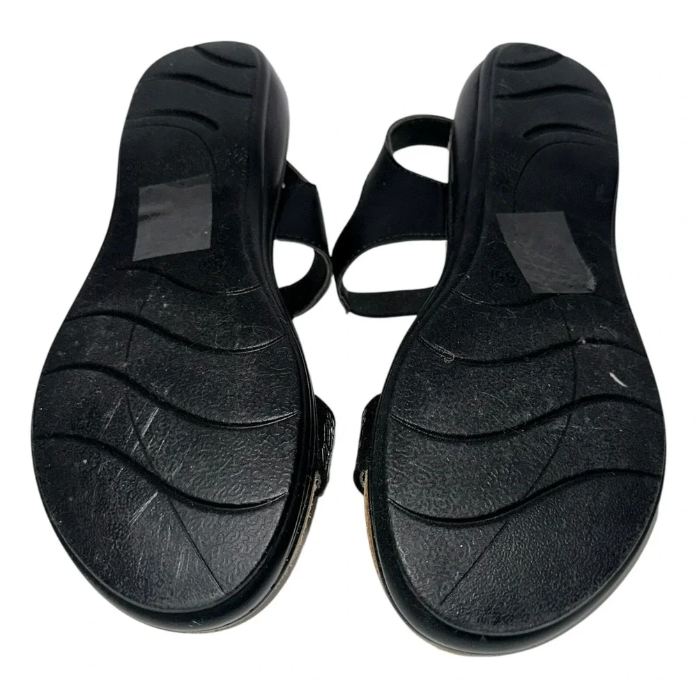 Pierre Dumas Black Strappy Slip‎ On/Hook Loop Sandals Shoes Wms 8.5US